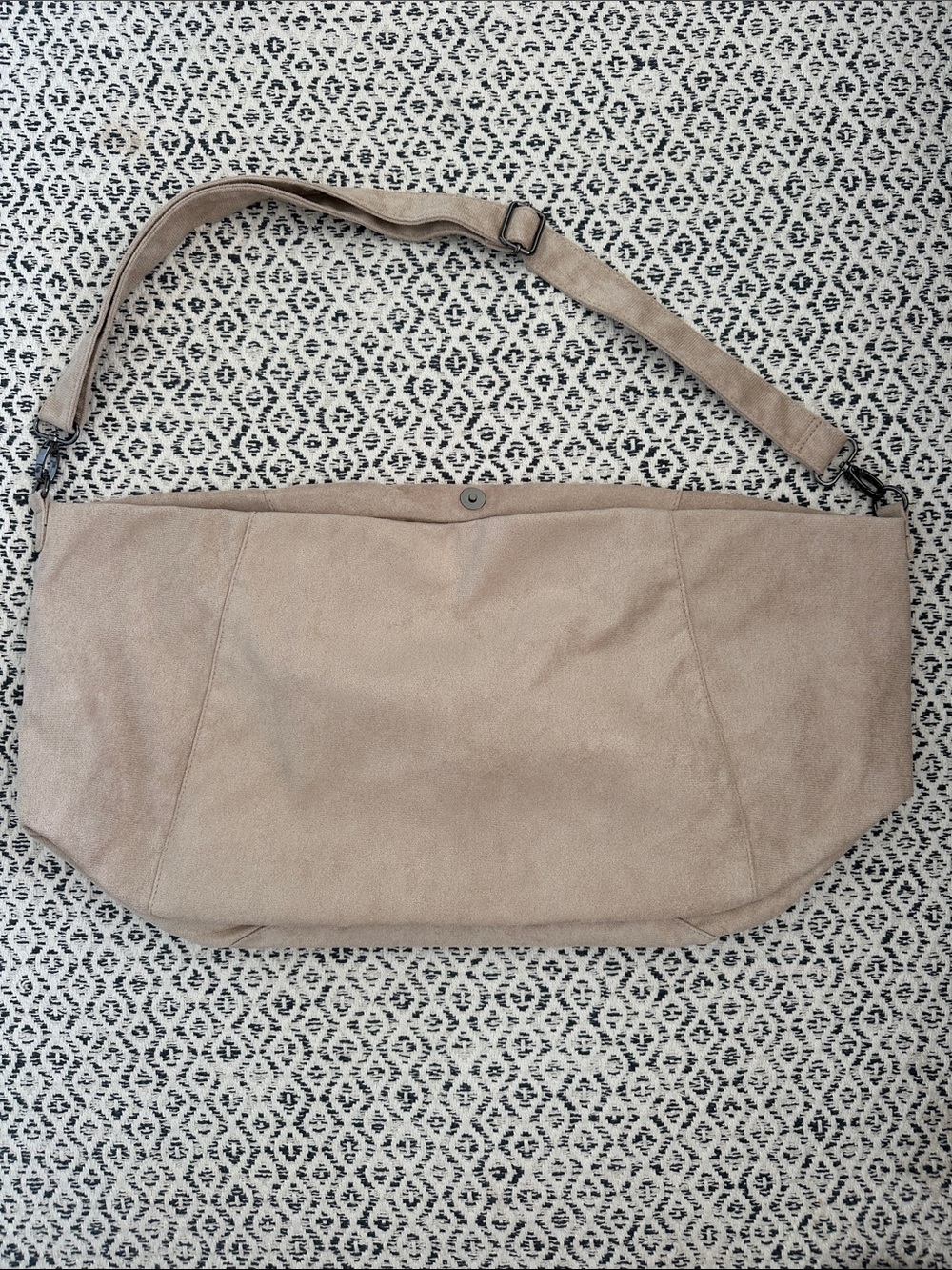 Neutral Beige Suede Shoulder Bag